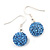 Sky Blue Crystal Ball Drop Earrings In Silver Plated Finish - 12mm Diameter/ 3cm Length - view 9