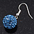 Sky Blue Crystal Ball Drop Earrings In Silver Plated Finish - 12mm Diameter/ 3cm Length - view 7