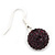 Deep Purple Crystal Ball Drop Earrings In Silver Plated Finish - 12mm Diameter/ 3cm Length - view 4