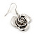 Silver Plated 'Rose' Drop Earrings - 4cm Length - view 2