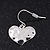 Small Hammered 'Heart' Drop Earrings In Silver Plating - 2cm Length - view 3