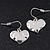 Small Hammered 'Heart' Drop Earrings In Silver Plating - 2cm Length