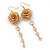 Gold Plated Mesh Crystal 'Rose' Drop Earrings - 8cm Length - view 4