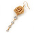 Gold Plated Mesh Crystal 'Rose' Drop Earrings - 8cm Length - view 8
