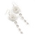 Light Silver Tone Mesh Crystal 'Rose' Drop Earrings - 8cm Length - view 4