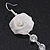 Light Silver Tone Mesh Crystal 'Rose' Drop Earrings - 8cm Length - view 7