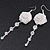 Light Silver Tone Mesh Crystal 'Rose' Drop Earrings - 8cm Length - view 8