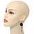 Black Mesh Crystal 'Rose' Drop Earrings - 8cm Length - view 5