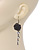 Black Mesh Crystal 'Rose' Drop Earrings - 8cm Length - view 2