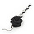 Black Mesh Crystal 'Rose' Drop Earrings - 8cm Length - view 6