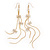 Long Tassel With Crystal Bow Earrings In Gold Plated Metal - 15cm Length - view 7