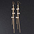 Long Tassel With Crystal Bow Earrings In Gold Plated Metal - 15cm Length - view 9