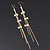 Long Tassel With Crystal Bow Earrings In Gold Plated Metal - 15cm Length - view 6