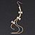 Long Tassel With Crystal Bow Earrings In Gold Plated Metal - 15cm Length - view 3