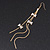 Long Tassel With Crystal Bow Earrings In Gold Plated Metal - 15cm Length - view 4