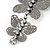 Long Lightweight Filigree Diamante 'Butterfly' Earrings In Gun Metal Finish - 8cm Length - view 5
