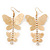 Long Lightweight Filigree Diamante 'Butterfly' Earrings In Gold Plated Metal - 8cm Length - view 2