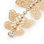 Long Lightweight Filigree Diamante 'Butterfly' Earrings In Gold Plated Metal - 8cm Length - view 6