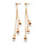 Long Diamante Dangle Earrings In Gold Plating - 11cm Length - view 2