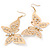 Large Diamante Filigree 'Butterfly' Drop Earrings In Gold Plating - 8.5cm Length - view 5