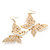 Large Diamante Filigree 'Butterfly' Drop Earrings In Gold Plating - 8.5cm Length - view 7