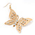 Large Diamante Filigree 'Butterfly' Drop Earrings In Gold Plating - 8.5cm Length - view 2