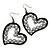 Gun Metal Open-Cut Diamante 'Heart' Drop Earrings - 6cm Length - view 7