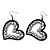 Gun Metal Open-Cut Diamante 'Heart' Drop Earrings - 6cm Length - view 4