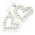 Silver Plated Open-Cut Diamante 'Heart' Drop Earrings - 6cm Length - view 2