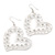 Silver Plated Open-Cut Diamante 'Heart' Drop Earrings - 6cm Length - view 7