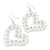 Silver Plated Open-Cut Diamante 'Heart' Drop Earrings - 6cm Length - view 6