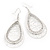 Silver Plated Crystal Filigree Teardrop Earrings - 6.5cm Length - view 5