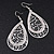 Silver Plated Crystal Filigree Teardrop Earrings - 6.5cm Length - view 2