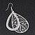 Silver Plated Crystal Filigree Teardrop Earrings - 6.5cm Length - view 3