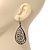 Gun Metal Crystal Filigree Teardrop Earrings - 6.5cm Length - view 2