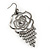 Open Cut Diamante 'Rose' Drop Earrings In Gun Metal Finish - 6.5cm Length - view 2