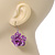 3D Purple Diamante 'Rose' Drop Earrings In Silver Plating - 5cm Length - view 4