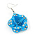 3D Light Blue Diamante 'Rose' Drop Earrings In Silver Plating - 5cm Length - view 3