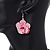 3D Light Pink Diamante 'Rose' Drop Earrings In Silver Plating - 5cm Length - view 5