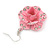 3D Light Pink Diamante 'Rose' Drop Earrings In Silver Plating - 5cm Length - view 7