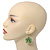 3D Lemon Green Diamante 'Rose' Drop Earrings In Silver Plating - 5cm Length - view 5