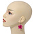 3D Deep Pink Diamante 'Rose' Drop Earrings In Silver Plating - 5cm Length - view 4