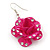3D Deep Pink Diamante 'Rose' Drop Earrings In Silver Plating - 5cm Length - view 3