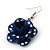 3D Dark Blue Diamante 'Rose' Drop Earrings In Silver Plating - 5cm Length - view 2