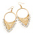 Clear Crystal Chain Hoop Earrings In Gold Plated Metal - 8cm Length - view 6