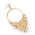 Clear Crystal Chain Hoop Earrings In Gold Plated Metal - 8cm Length - view 2