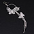 Long Delicate Filigree Butterfly Drop Earrings In Silver Plating - 13cm Length - view 3