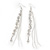 Long Silver Plated Clear Diamante 'Tassel' Drop Earrings - 11cm Length - view 6