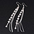 Long Silver Plated Clear Diamante 'Tassel' Drop Earrings - 11cm Length - view 8