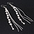 Long Silver Plated Clear Diamante 'Tassel' Drop Earrings - 11cm Length - view 4